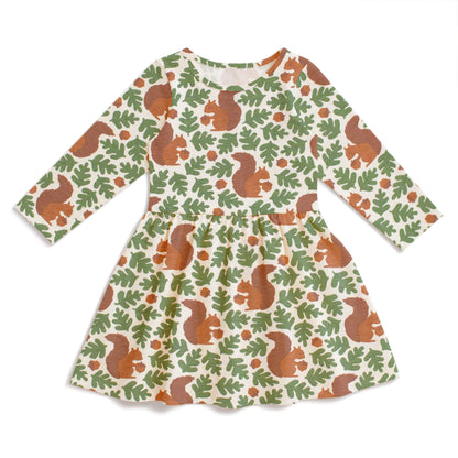 Calgary Dress - Squirrels Forest Green