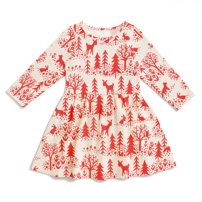 Calgary Dress - Winter Scenic Red