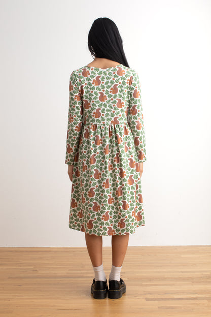 Copenhagen Dress - Squirrels Forest Green