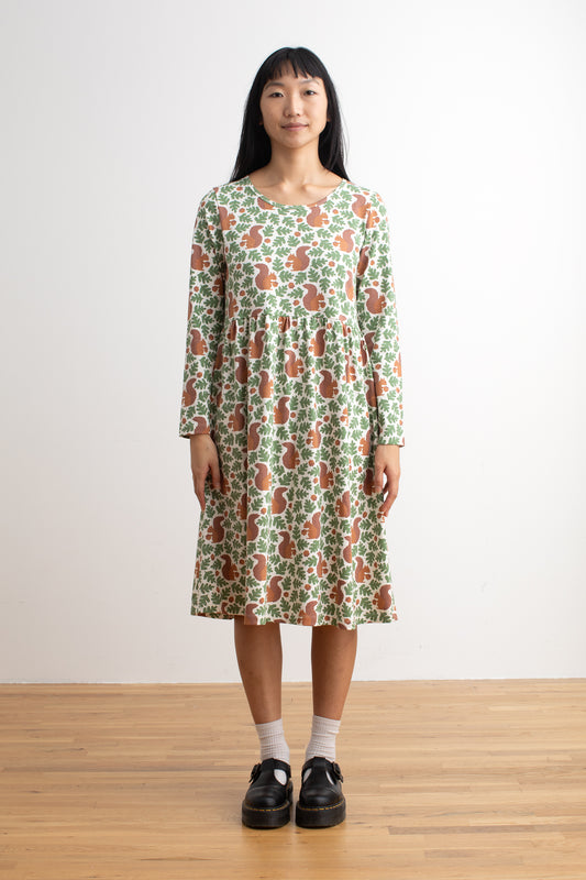 Copenhagen Dress - Squirrels Forest Green
