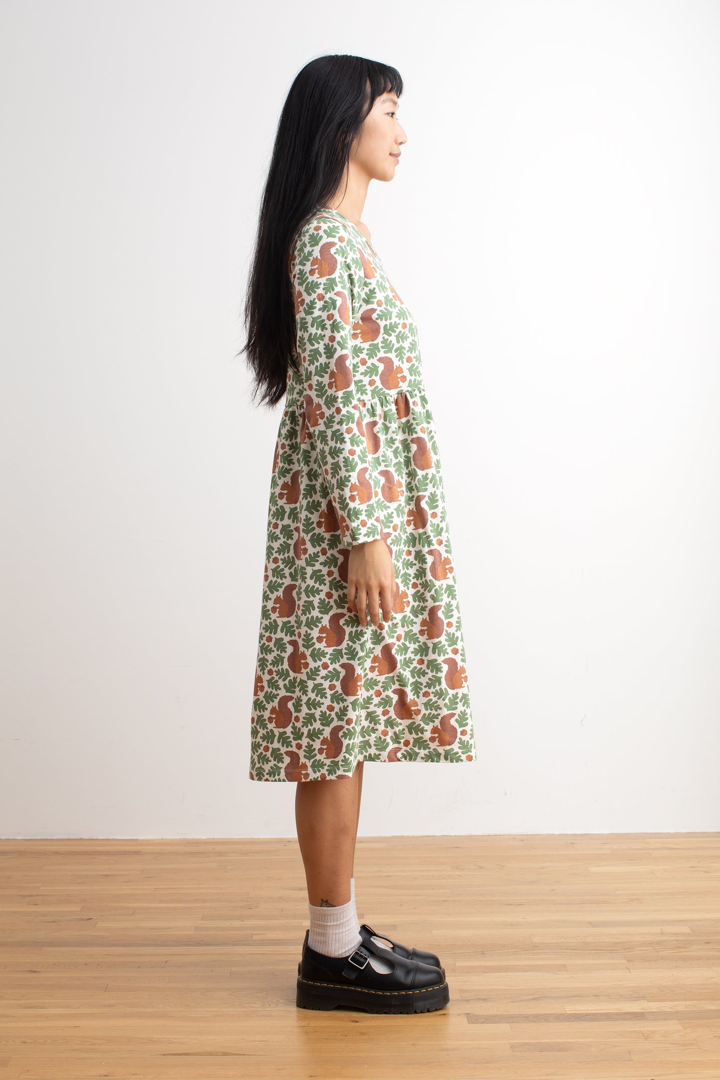 Copenhagen Dress - Squirrels Forest Green