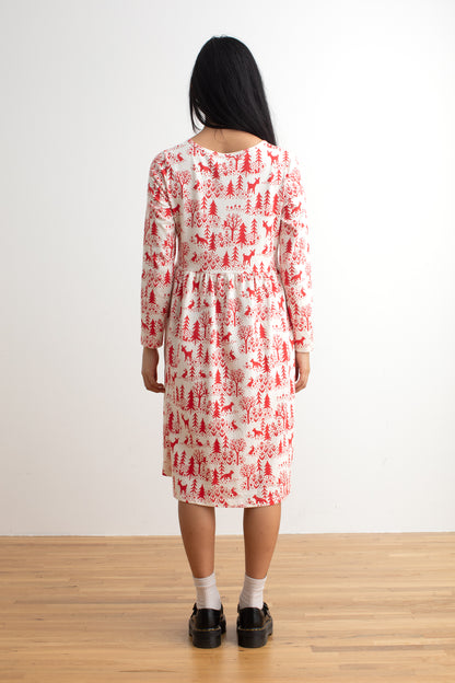 Copenhagen Dress - Winter Scenic Red