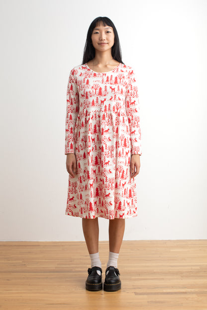 Copenhagen Dress - Winter Scenic Red