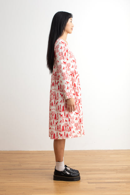 Copenhagen Dress - Winter Scenic Red