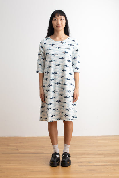 Helsinki Dress - Airplanes Blue