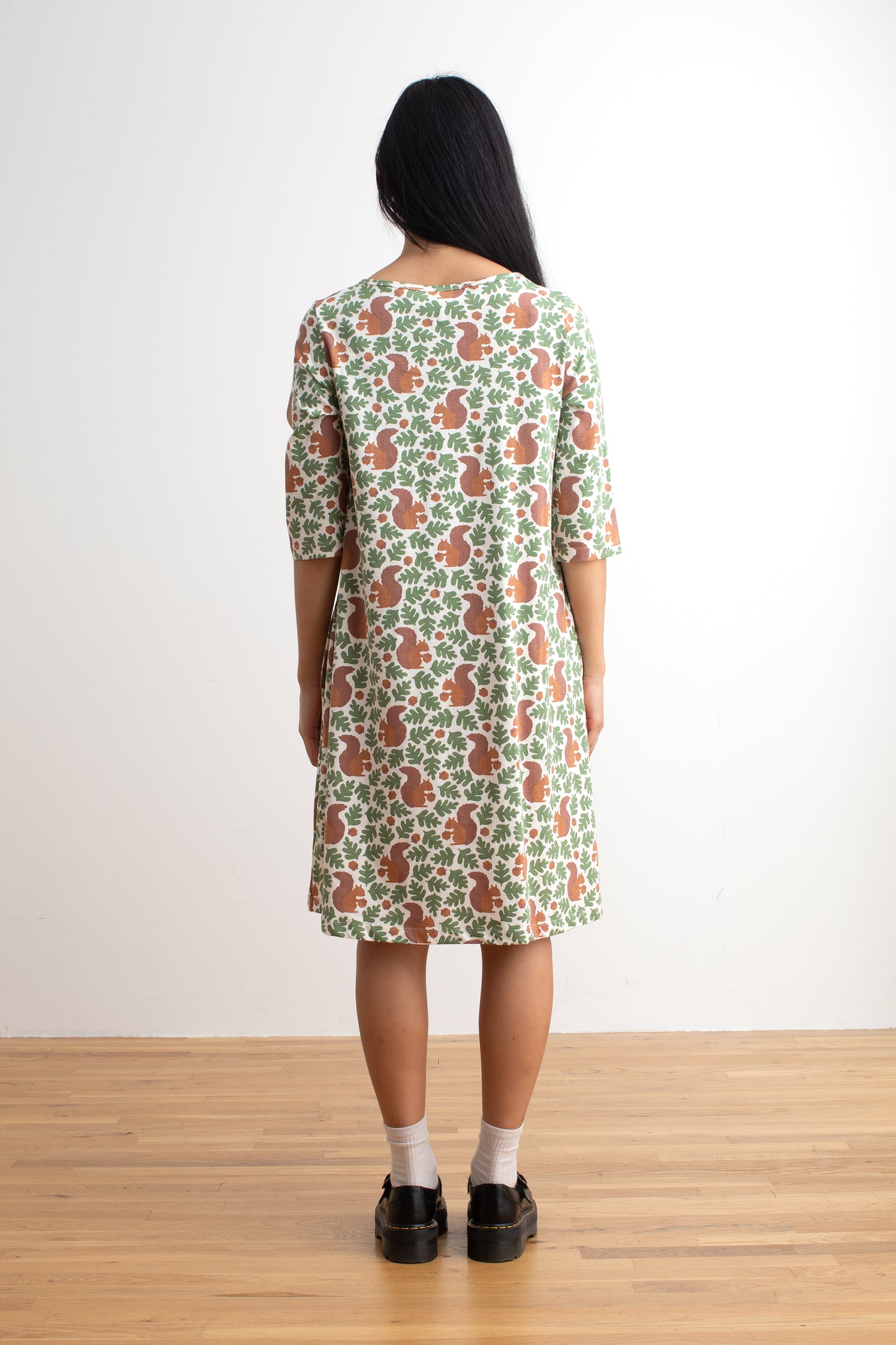Helsinki Dress - Squirrels Forest Green