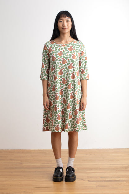 Helsinki Dress - Squirrels Forest Green