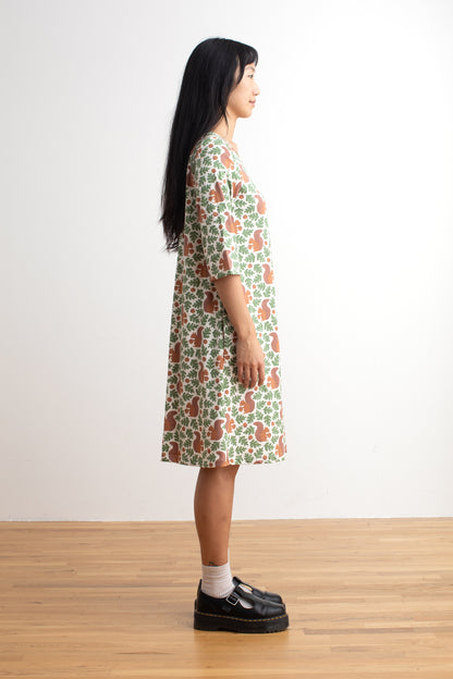 Helsinki Dress - Squirrels Forest Green