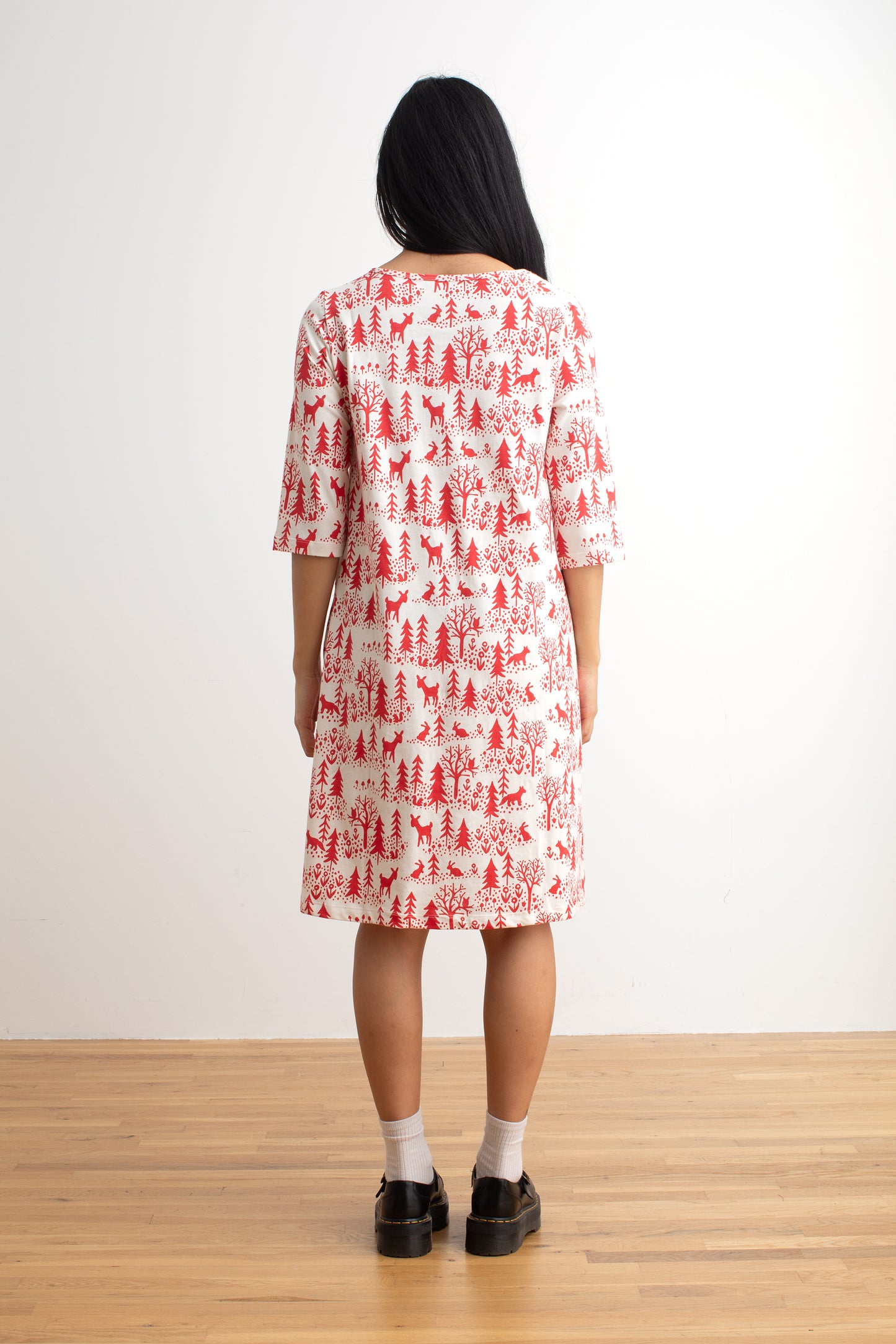 Helsinki Dress - Winter Scenic Red