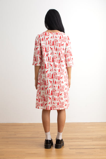 Helsinki Dress - Winter Scenic Red