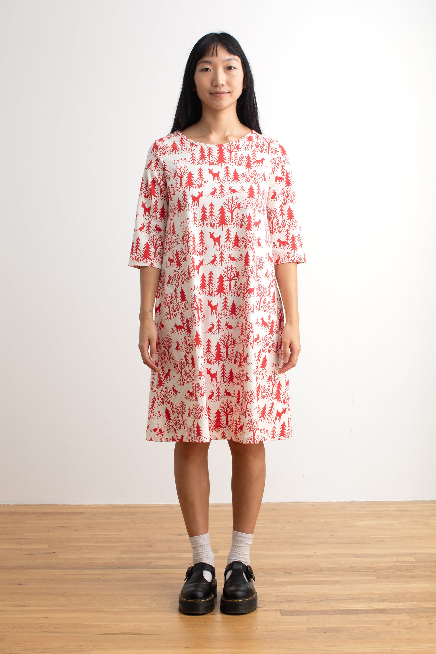 Helsinki Dress - Winter Scenic Red