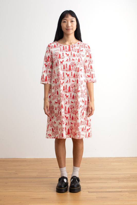 Helsinki Dress - Winter Scenic Red