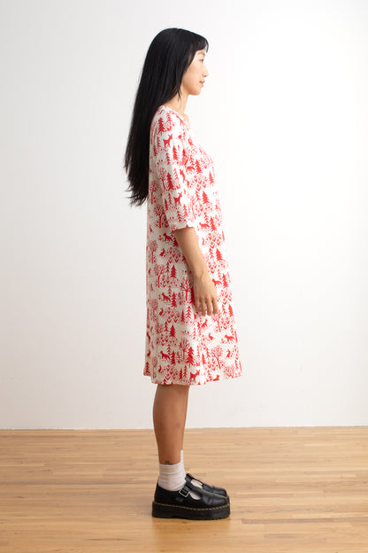 Helsinki Dress - Winter Scenic Red