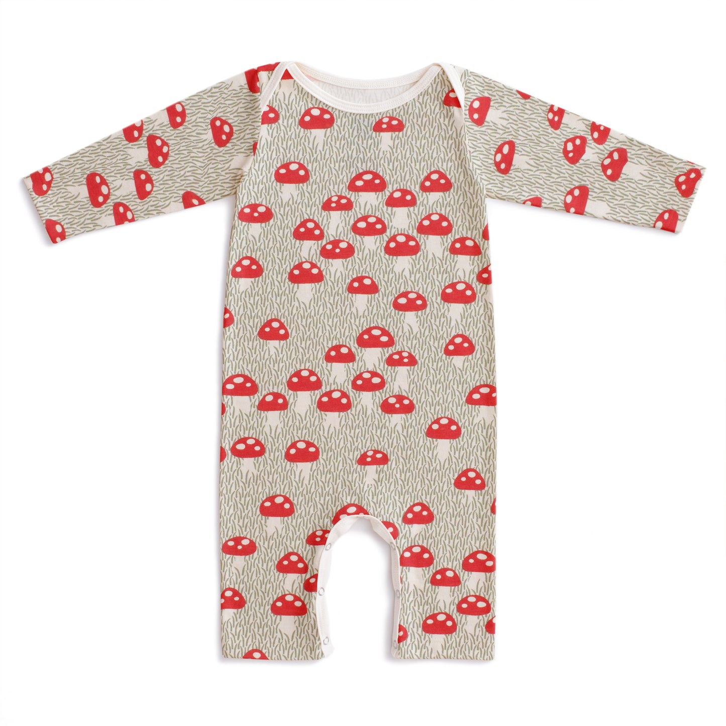 Long-Sleeve Romper - Mushrooms Sage