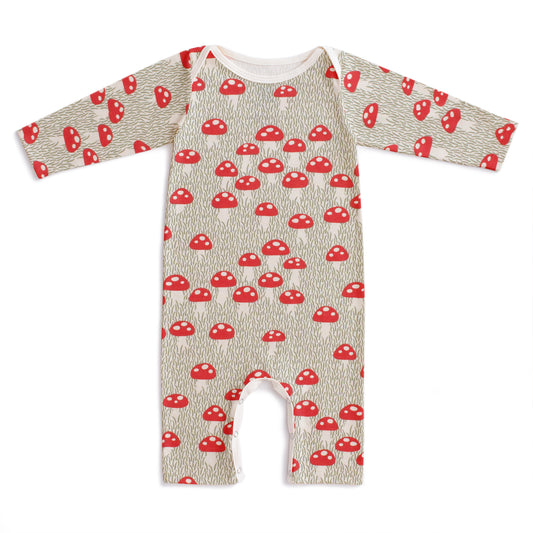 Long-Sleeve Romper - Mushrooms Sage