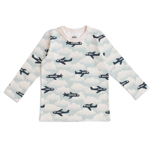 Long-Sleeve Tee - Airplanes Blue