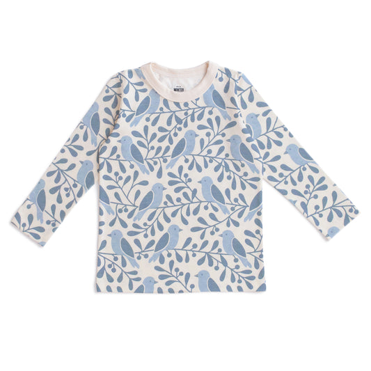 Long-Sleeve Tee - Birds & Berries Blue