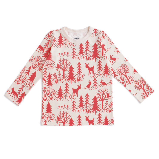 Long-Sleeve Tee - Winter Scenic Red