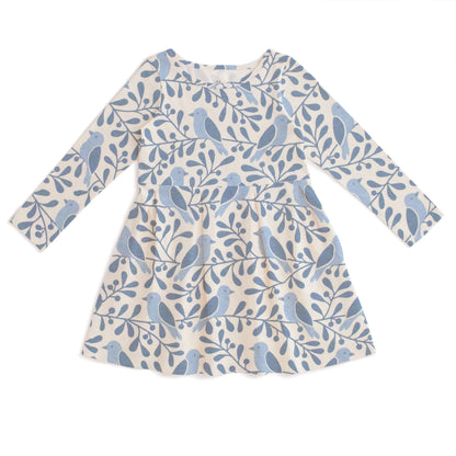 Madison Dress - Birds & Berries Blue