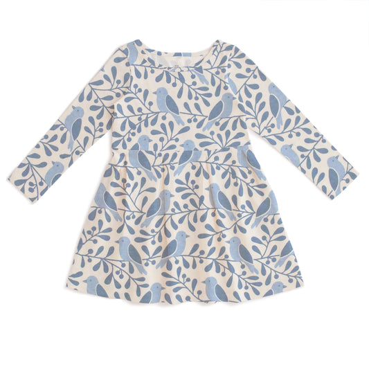 Madison Dress - Birds & Berries Blue