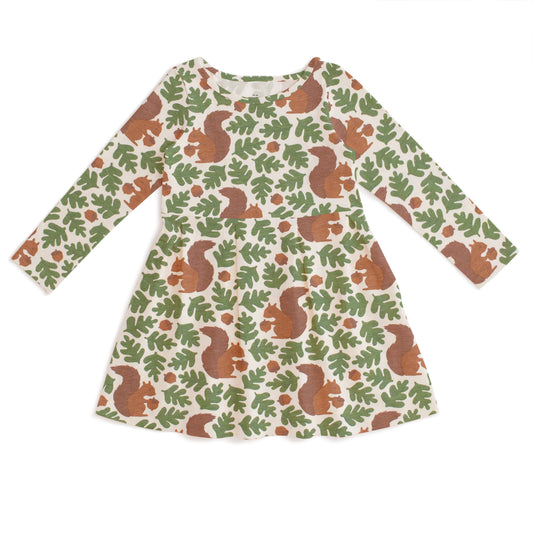 Madison Dress - Squirrels Forest Green