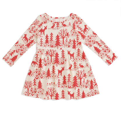 Madison Dress - Winter Scenic Red