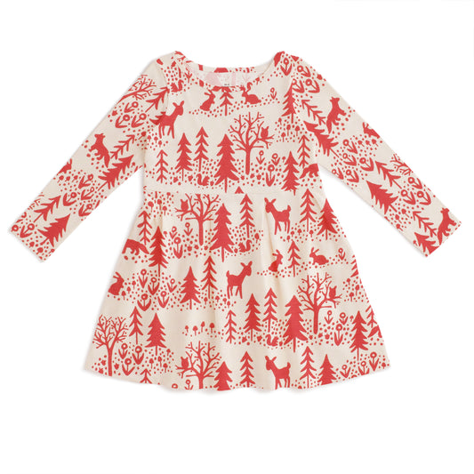 Madison Dress - Winter Scenic Red