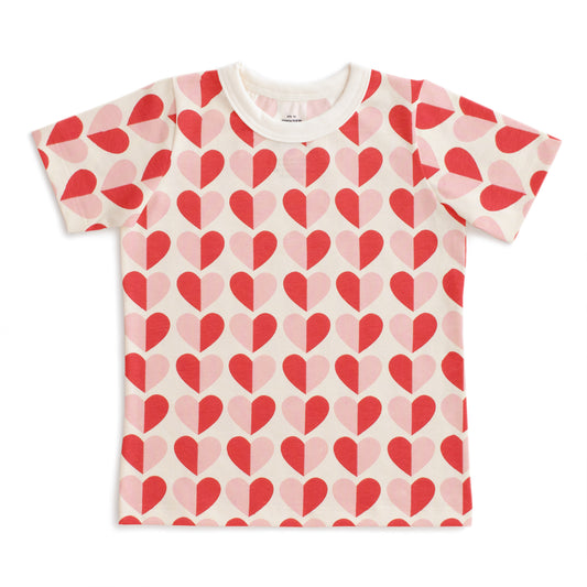 Short-Sleeve Tee - Hearts Red & Pink
