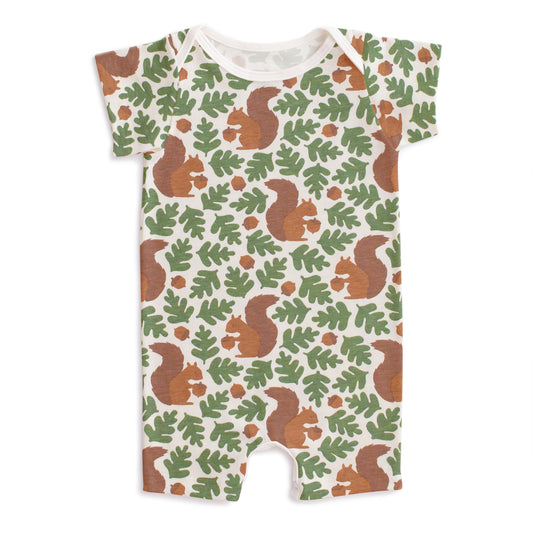 Summer Romper - Squirrels Forest Green